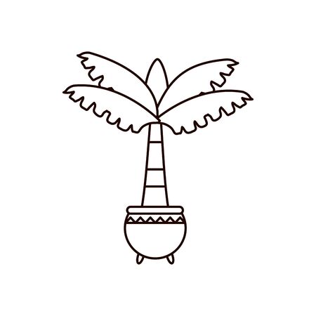palm treeplant inside pot line style icon design of Plant floral nature garden ornament botany decoration beauty and flora theme Vector illustrationのイラスト素材