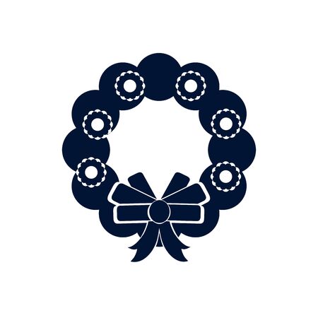 flowers crown with bowtie silhouette style icon design, natural floral nature plant ornament garden decoration and botany theme Vector illustrationのイラスト素材