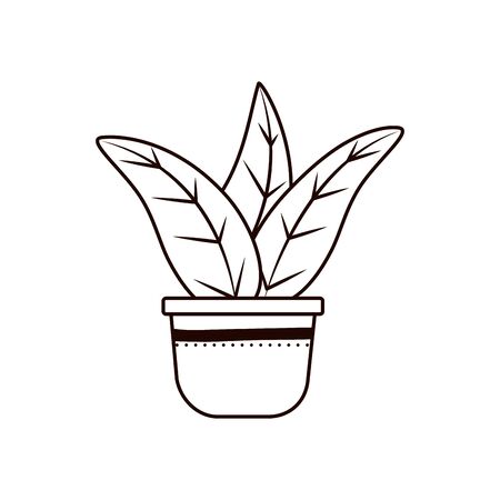 plant inside pot line style icon design of Floral nature garden ornament botany decoration beauty and flora theme Vector illustrationのイラスト素材