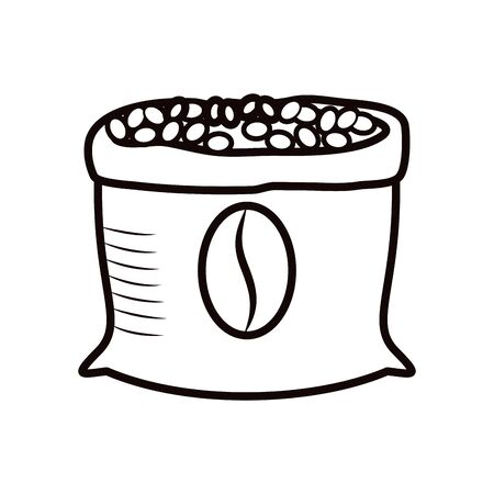Coffee bean bag line style icon design of time drink breakfast beverage shop morning store aroma and caffeine theme Vector illustrationのイラスト素材