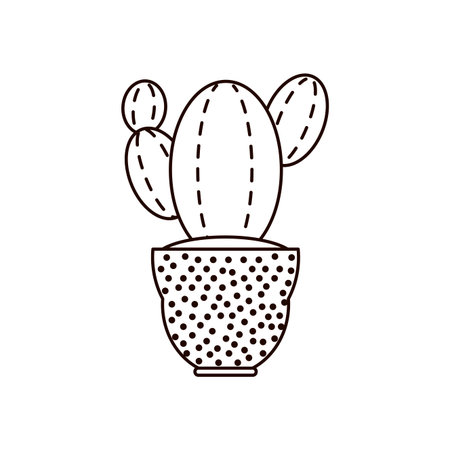 cactus inside pot line style icon design, Plant desert nature tropical summer mexico and western theme Vector illustrationのイラスト素材