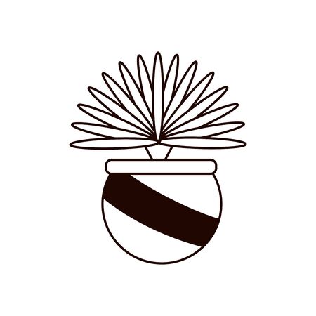 plant inside pot line style icon design of Floral nature garden ornament botany decoration beauty and flora theme Vector illustrationのイラスト素材