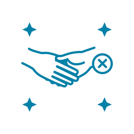 forbidden to shake hands symbol icon over white background, line style, vector illustrationのイラスト素材