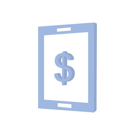 smartphone with money symbol icon over white background, flat style, vector illustrationのイラスト素材