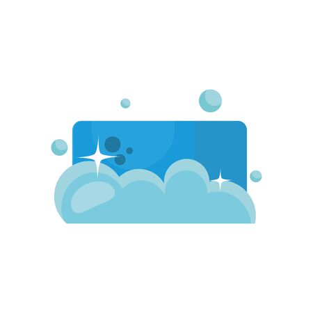 soap bar with foam icon over white background, flat style, disinfection and cleaning elements, vector illustrationのイラスト素材