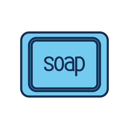 soap bar icon over white background, line fill style, disinfection and cleaning elements, vector illustrationのイラスト素材