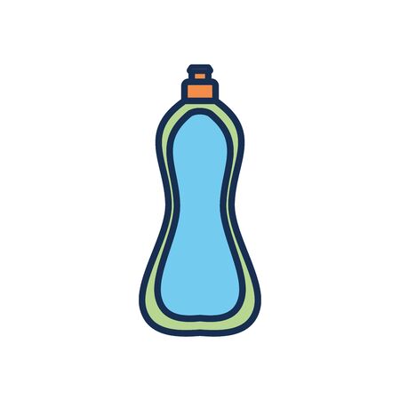 dishwasher soap bottle icon over white background, line fill style, vector illustrationのイラスト素材