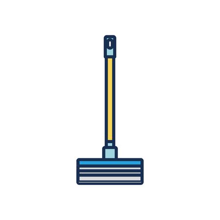 squeegee mop icon over white background, line fill style, disinfection and cleaning elements, vector illustrationのイラスト素材