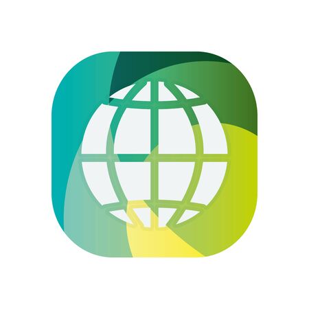 Global sphere block flat style icon design, Communication internet connectivity web technology social media network and virtual theme Vector illustrationのイラスト素材