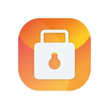 Padlock block flat style icon design of Security lock access door house safe safety and protection theme Vector illustrationのイラスト素材