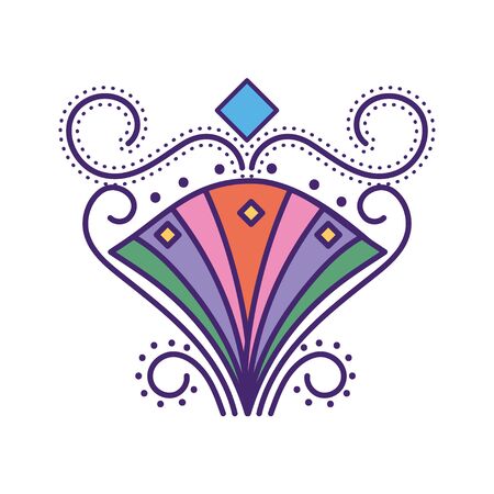 colored mandala leaf drop feather design of Bohemic ornament indian decoration retro vintage meditation henna ethnic arabic texture and tribal theme Vector illustrationのイラスト素材