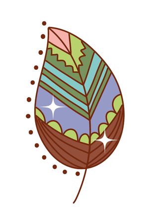 feather design, Boho style bohemic rustic decoration vintage fashion art ornament and drawn theme Vector illustrationのイラスト素材