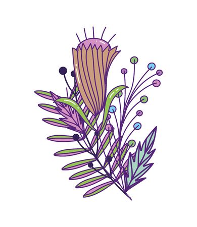 Natural flower with leaves design, floral nature plant ornament garden decoration and botany theme Vector illustrationのイラスト素材