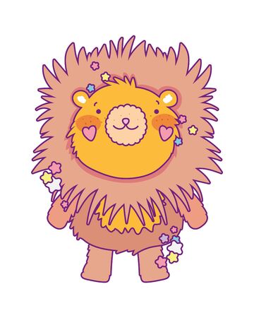 Cute lion cartoon design, Animal zoo life nature character childhood and adorable theme Vector illustrationのイラスト素材