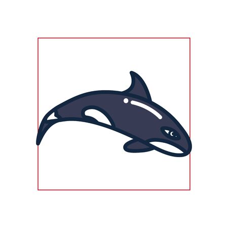 whale fill style icon design Sea life ecosystem fauna ocean underwater water nature marine tropical theme Vector illustrationのイラスト素材