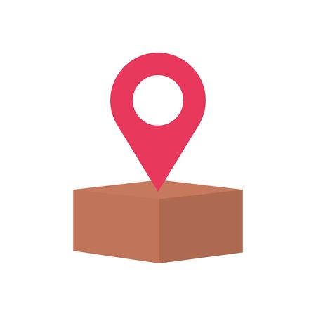 free delivery concept, location pin and box icon over white background, flat style, vector illustrationのイラスト素材