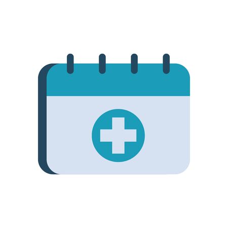 Cross inside calendar flat style icon design of Medical care health emergency aid exam clinic and patient theme Vector illustrationのイラスト素材