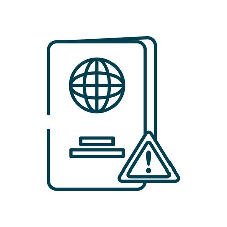passport and warning sign icon over white background, line style, vector illustrationのイラスト素材