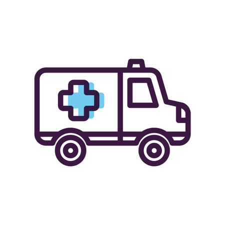 healthcare concept, ambulance icon over white background, line color style, vector illustrationのイラスト素材