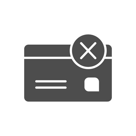 economic recession concept, credit card with forbidden sign icon over white background, silhouette style, vector illustrationのイラスト素材
