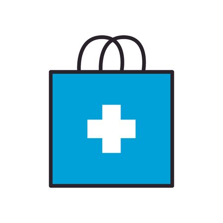 cross inside bag fill style icon design of Medical care health emergency aid exam clinic and patient theme Vector illustrationのイラスト素材