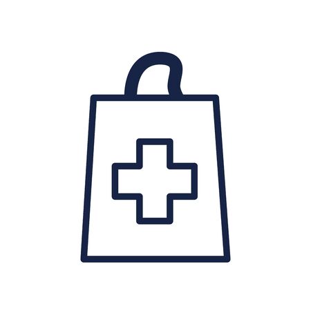 medical shopping bag icon over white background, line style, vector illustrationのイラスト素材