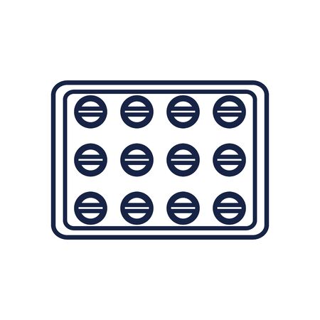 Pills tablet line style icon design of Medical care health emergency aid exam clinic and patient theme Vector illustrationのイラスト素材