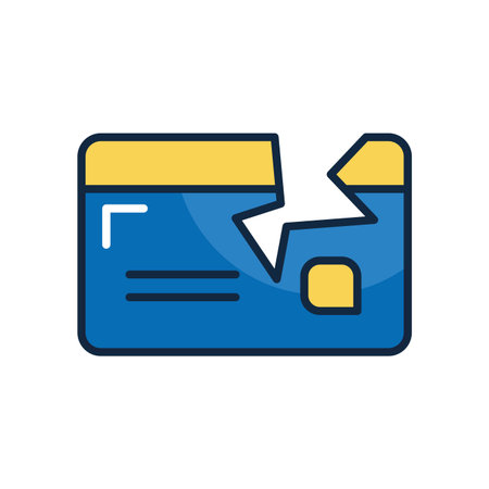 economic recession concept, broken credit card icon over white background, line color style, vector illustrationのイラスト素材