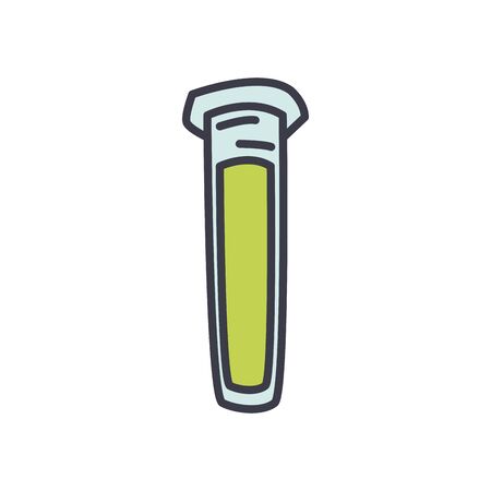 test tube icon over white background, flat style, vector illustrationのイラスト素材