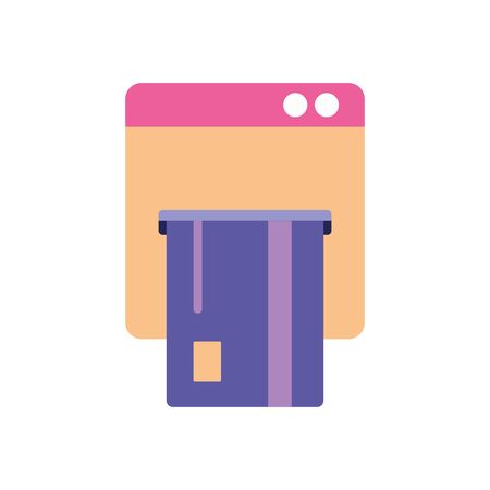 banking online concept, web page and credit card icon over white background, flat style, vector ilustrationのイラスト素材