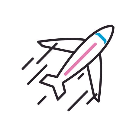 Airplane fill style icon design, Plane vehicle transportation fly air travel aircraft flight aviation and sky theme Vector illustrationのイラスト素材