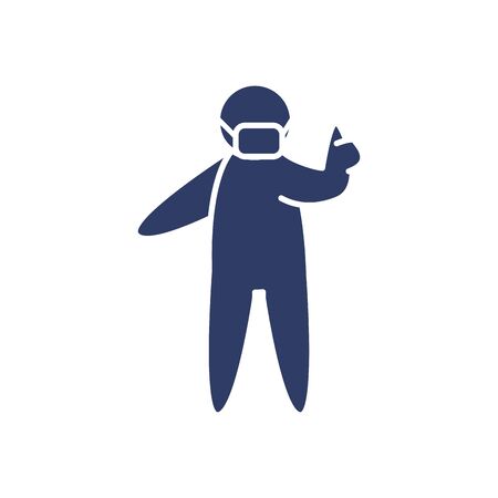 pictogram doctor with mouth mask icon over white background, line style, vector illustrationのイラスト素材