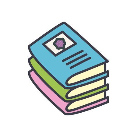 science books icon over white background, flat style, vector illustrationのイラスト素材