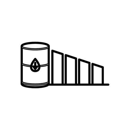 oil crash concept, oil barrel and graphic barrel icon over white background, line style, vector illustrationのイラスト素材