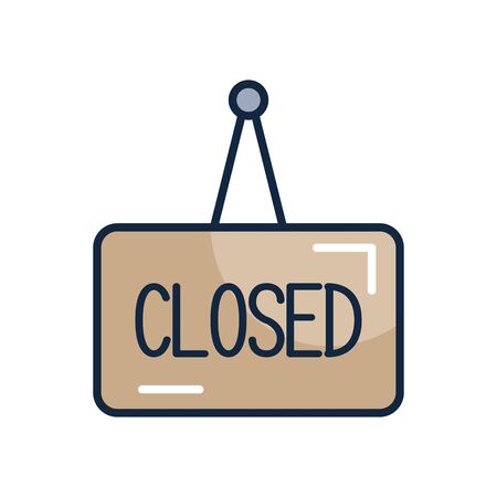 financial broke concept, closed sign icon over white background, line color style, vector illustrationのイラスト素材