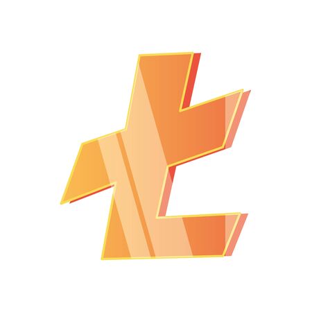 litecoin cryptocurrency symbol icon over white background, detailed style, vector illustrationのイラスト素材