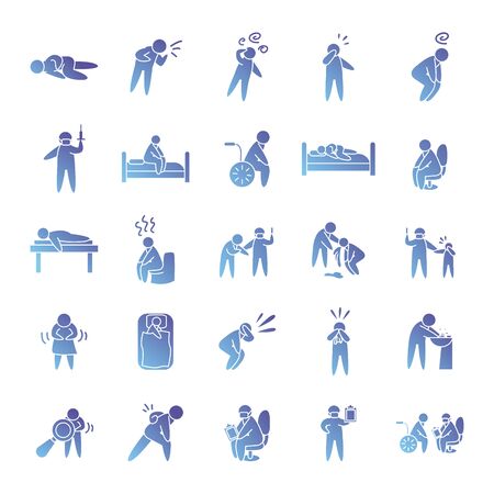 pictogram persons icon set over white background, gradient style, vector illustrationのイラスト素材