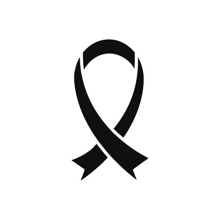 charity ribbon icon over white background, silhouette style, vector illustrationのイラスト素材