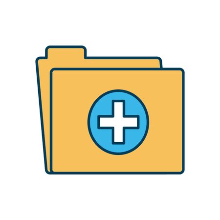 medical report folder icon over white background, line and fill style, vector illustrationのイラスト素材