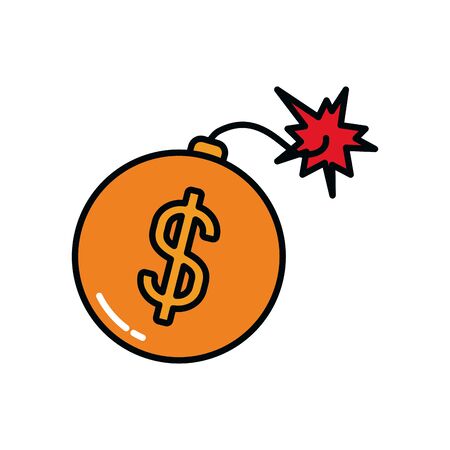 bomb with money symbol over white background, line and fill style, vector illustrationのイラスト素材
