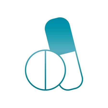 medicine pill and capsule icon over white background, gradient style, vector illustrationのイラスト素材