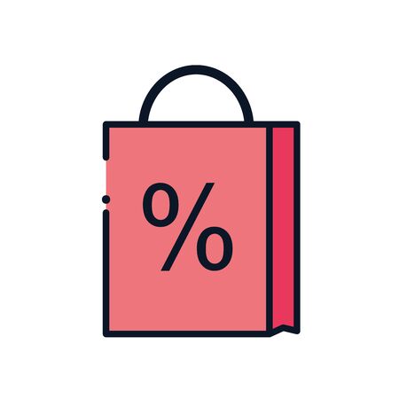 sale bag line fill style icon design of Shopping commerce market store shop retail buy paying banking and consumerism theme Vector illustrationのイラスト素材