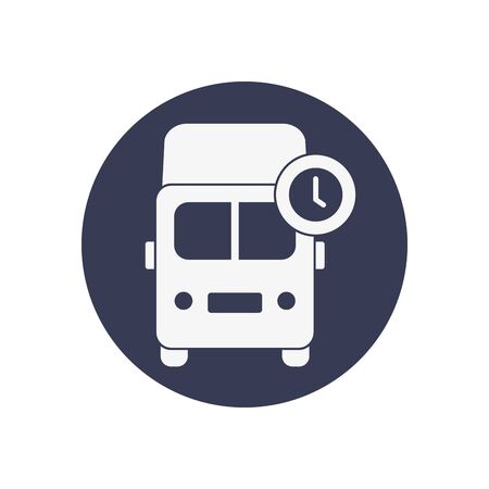 cargo truck and clock icon over white background, block style, vector illustrationのイラスト素材