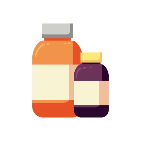 Medicine jars flat style icon design of Medical care health hospital emergency aid exam clinic and patient theme Vector illustrationのイラスト素材