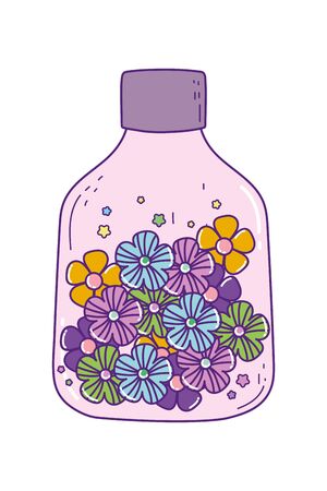 Mason jar with flowers design, Retro vintage decoration canning party old bouquet and cute theme Vector illustrationのイラスト素材