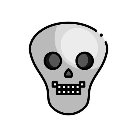 skull icon over white background, line color style, vector illustrationのイラスト素材