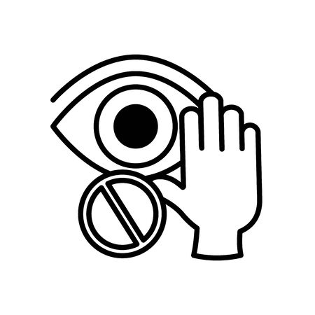 forbidden touch the eyes with the hands over white background, line style, vector illustrationのイラスト素材