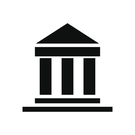 bank building icon over white background, silhouette style, vector illustrationのイラスト素材