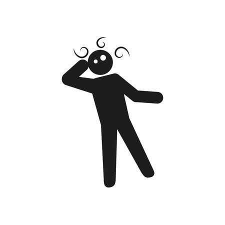 coronavirus and health concept, pictogram dizzy man over white background, silhouette style, vector illustrationのイラスト素材