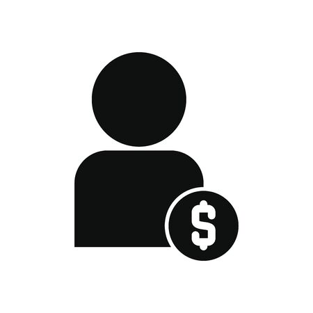 avatar person and money symbol over white background, silhouette style, vector illustrationのイラスト素材